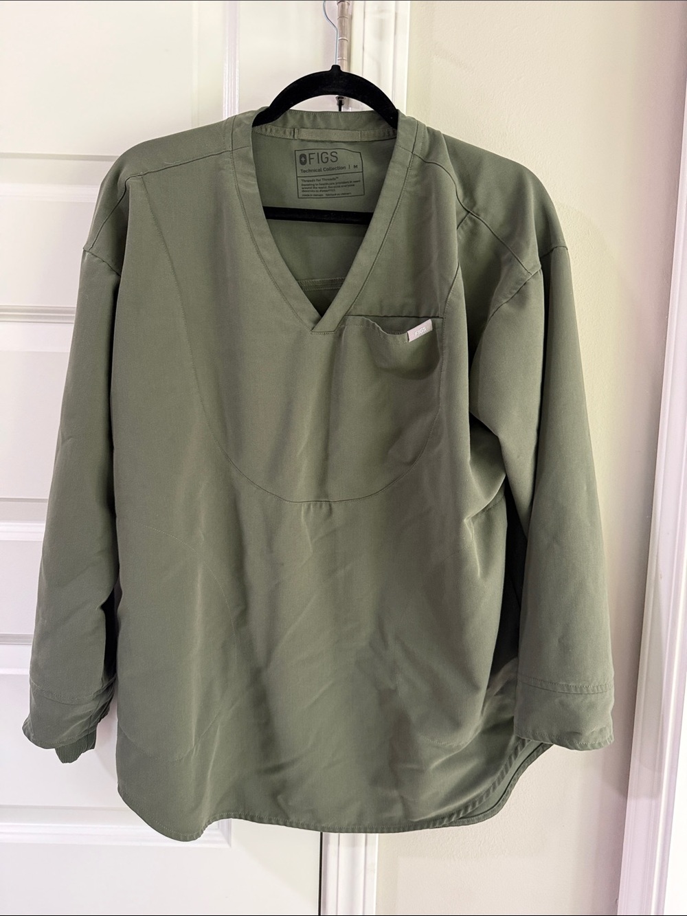 Figs Moss Green V-Neck Tunic Top
